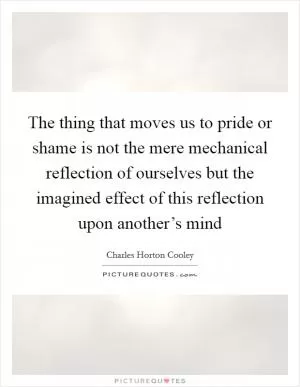 The thing that moves us to pride or shame is not the mere mechanical reflection of ourselves but the imagined effect of this reflection upon another’s mind Picture Quote #1