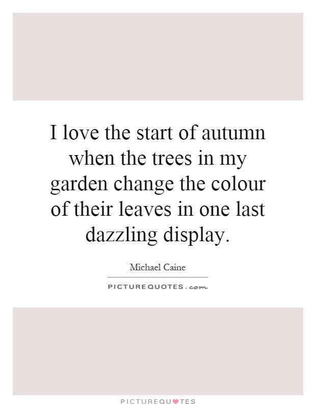 I love the start of autumn when the trees in my garden change the colour of their leaves in one last dazzling display Picture Quote #1