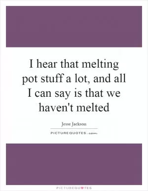 I hear that melting pot stuff a lot, and all I can say is that we haven't melted Picture Quote #1