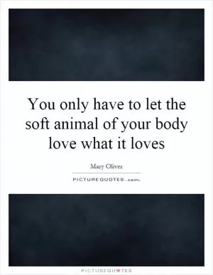 You only have to let the soft animal of your body love what it loves Picture Quote #1
