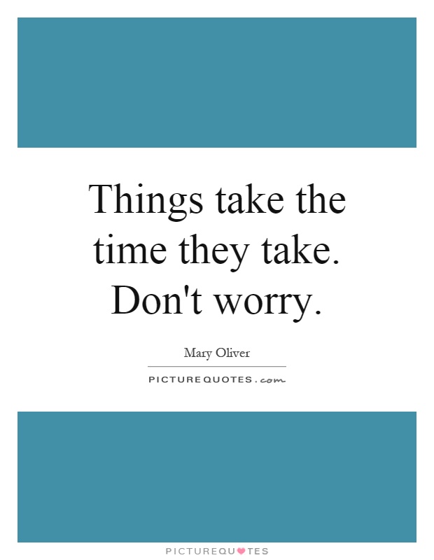 Things take the time they take. Don't worry Picture Quote #1