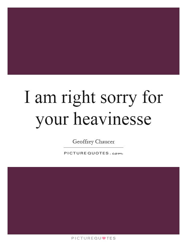 I am right sorry for your heavinesse Picture Quote #1
