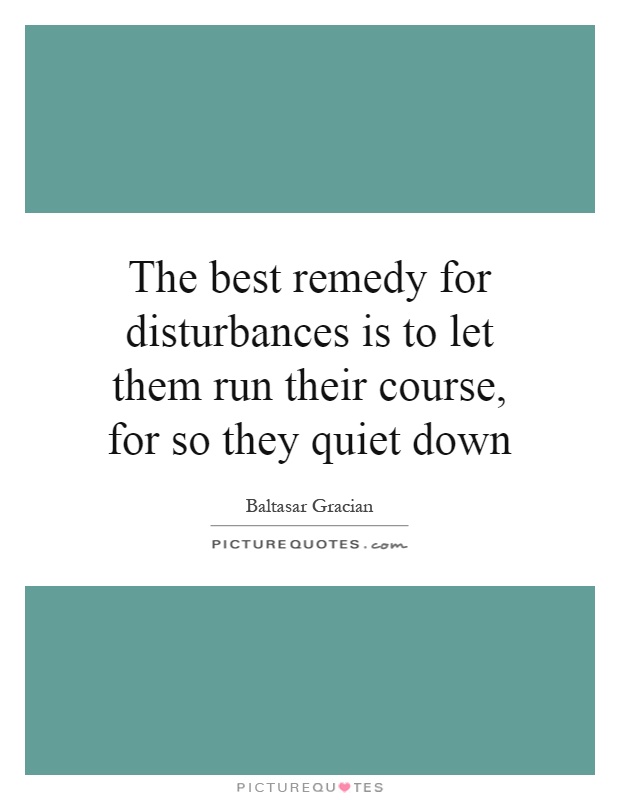 The best remedy for disturbances is to let them run their course, for so they quiet down Picture Quote #1