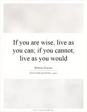 If you are wise, live as you can; if you cannot, live as you would Picture Quote #1