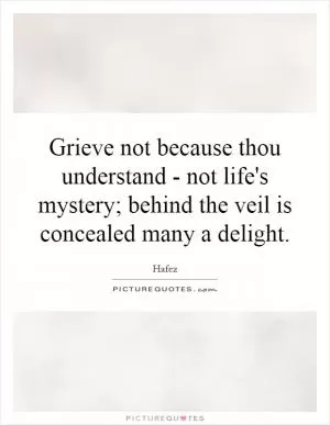 Grieve not because thou understand - not life's mystery; behind the veil is concealed many a delight Picture Quote #1