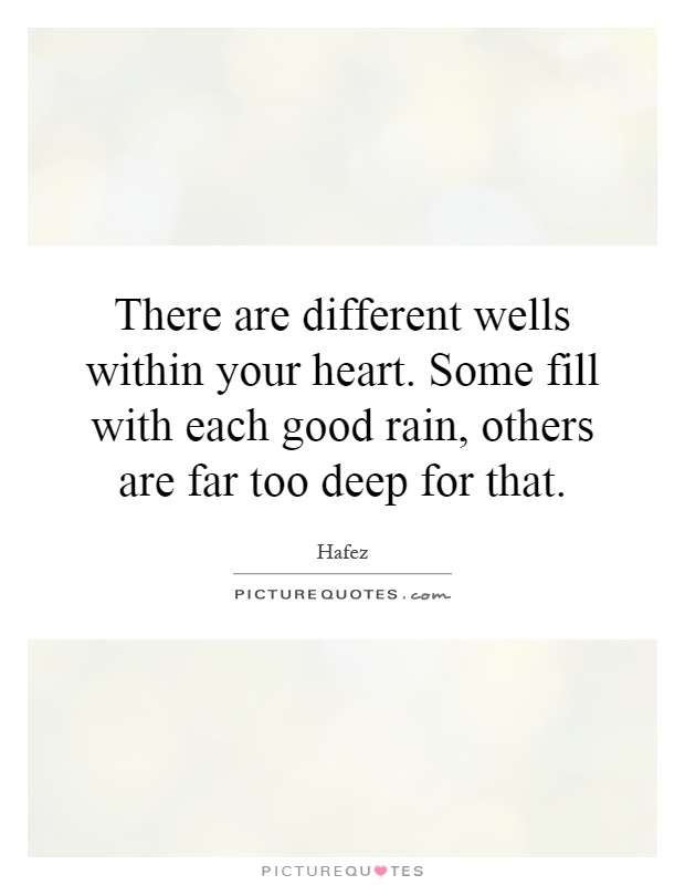 There are different wells within your heart. Some fill with each good rain, others are far too deep for that Picture Quote #1