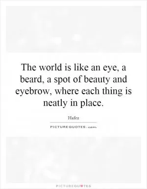 The world is like an eye, a beard, a spot of beauty and eyebrow, where each thing is neatly in place Picture Quote #1