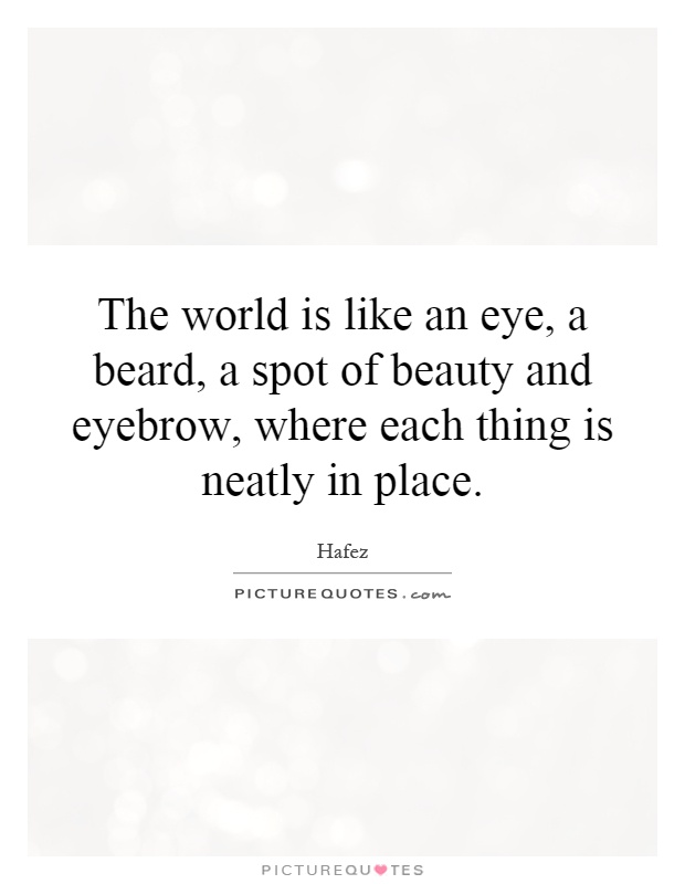 The world is like an eye, a beard, a spot of beauty and eyebrow, where each thing is neatly in place Picture Quote #1