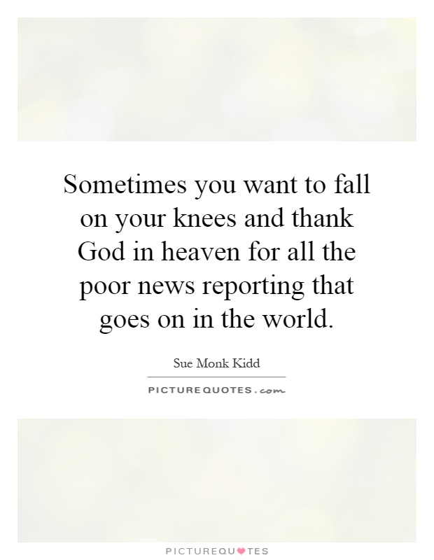 Sometimes you want to fall on your knees and thank God in heaven for all the poor news reporting that goes on in the world Picture Quote #1
