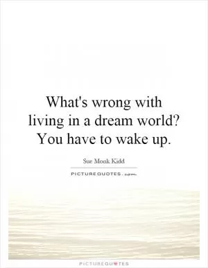 What's wrong with living in a dream world? You have to wake up Picture Quote #1