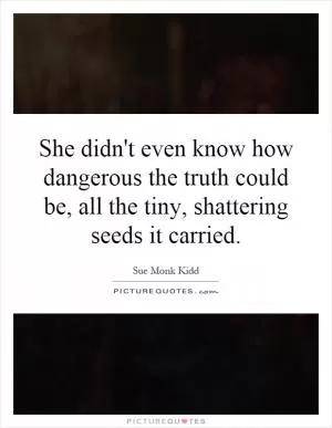 She didn't even know how dangerous the truth could be, all the tiny, shattering seeds it carried Picture Quote #1