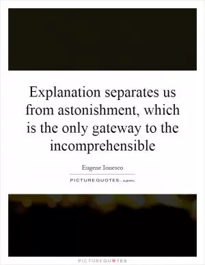 Explanation separates us from astonishment, which is the only gateway to the incomprehensible Picture Quote #1