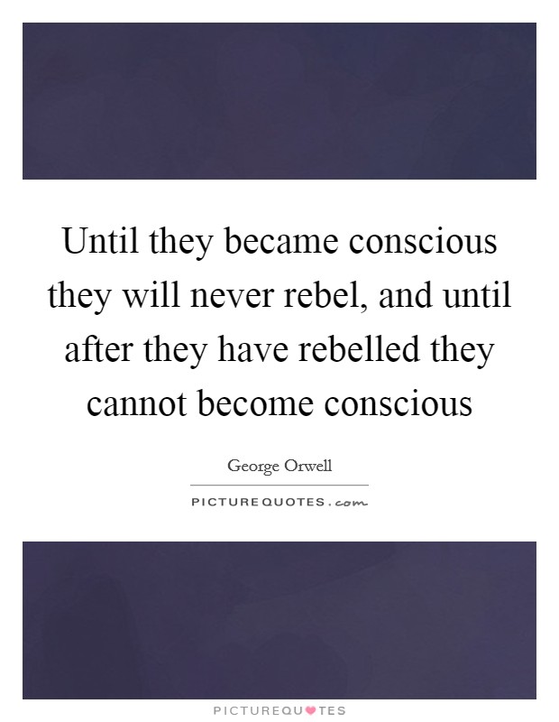 Until they became conscious they will never rebel, and until after they have rebelled they cannot become conscious Picture Quote #1