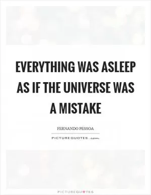 Everything was asleep as if the universe was a mistake Picture Quote #1