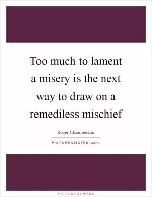 Too much to lament a misery is the next way to draw on a remediless mischief Picture Quote #1
