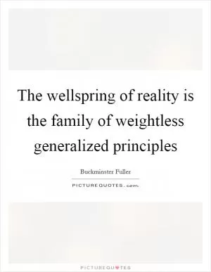 The wellspring of reality is the family of weightless generalized principles Picture Quote #1