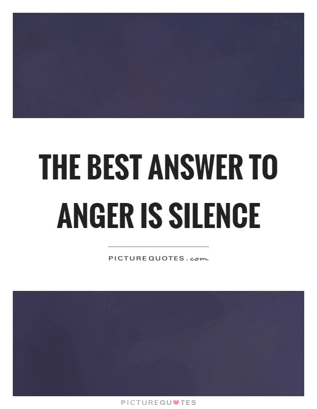 The best answer to anger is silence Picture Quote #1