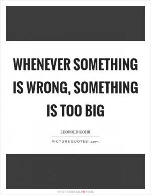 Whenever something is wrong, something is too big Picture Quote #1