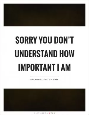 Sorry you don’t understand how important I am Picture Quote #1