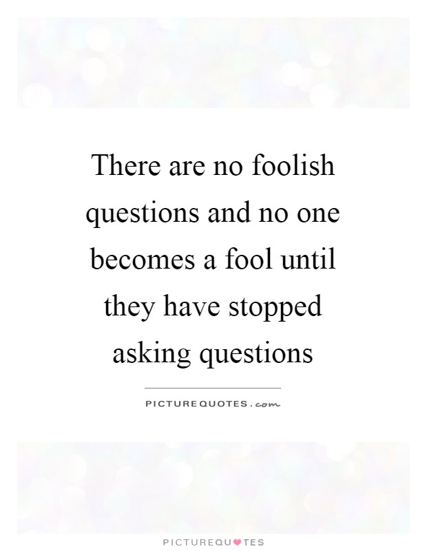 There are no foolish questions and no one becomes a fool until they have stopped asking questions Picture Quote #1