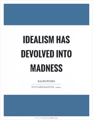 Idealism has devolved into madness Picture Quote #1