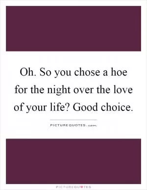 Oh. So you chose a hoe for the night over the love of your life? Good choice Picture Quote #1