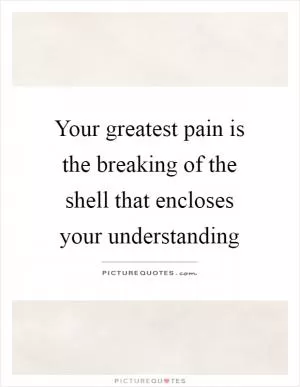 Your greatest pain is the breaking of the shell that encloses your understanding Picture Quote #1