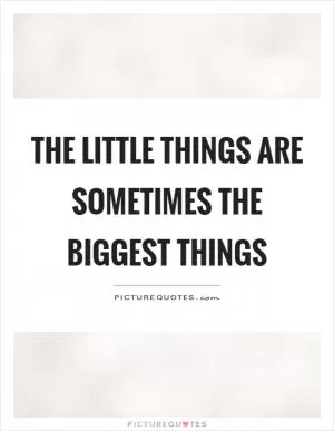 The little things are sometimes the biggest things Picture Quote #1