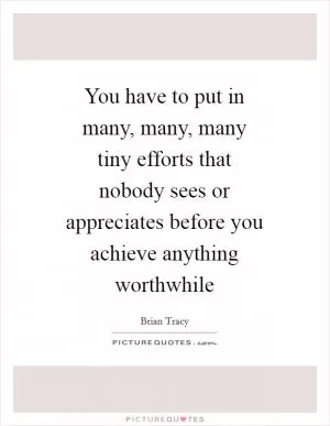 You have to put in many, many, many tiny efforts that nobody sees or appreciates before you achieve anything worthwhile Picture Quote #1