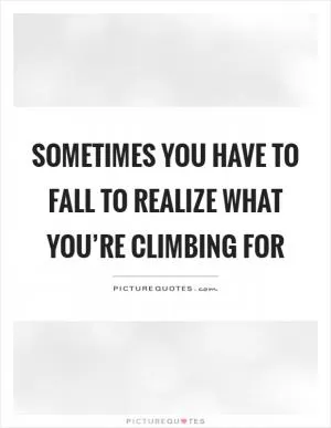 Sometimes you have to fall to realize what you’re climbing for Picture Quote #1