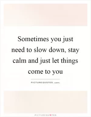 Sometimes you just need to slow down, stay calm and just let things come to you Picture Quote #1
