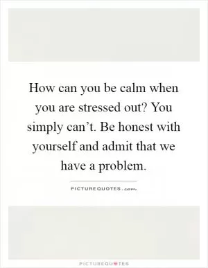How can you be calm when you are stressed out? You simply can’t. Be honest with yourself and admit that we have a problem Picture Quote #1