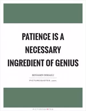 Patience is a necessary ingredient of genius Picture Quote #1