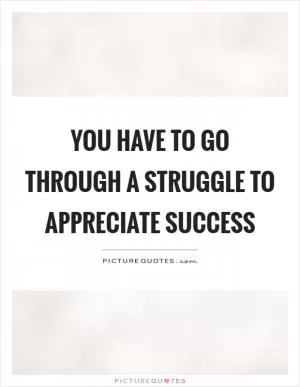 You have to go through a struggle to appreciate success Picture Quote #1
