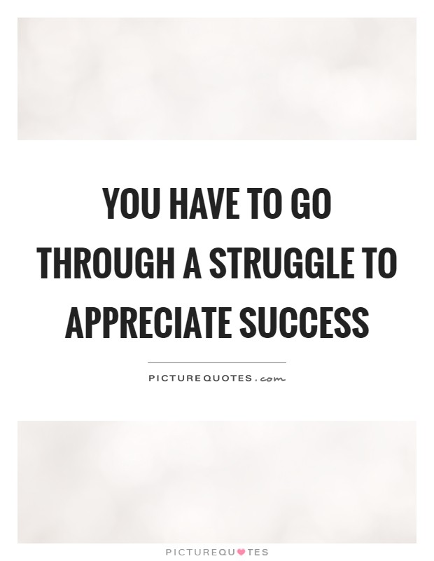 You have to go through a struggle to appreciate success Picture Quote #1