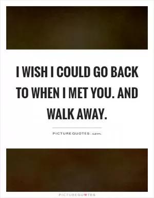 I wish I could go back to when I met you. And walk away Picture Quote #1