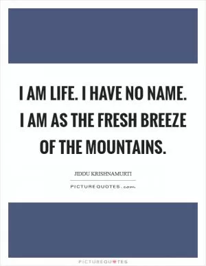 I am life. I have no name. I am as the fresh breeze of the mountains Picture Quote #1