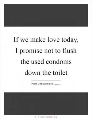 If we make love today, I promise not to flush the used condoms down the toilet Picture Quote #1