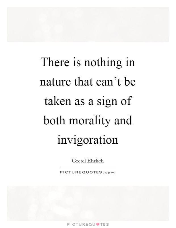 There is nothing in nature that can't be taken as a sign of both morality and invigoration Picture Quote #1
