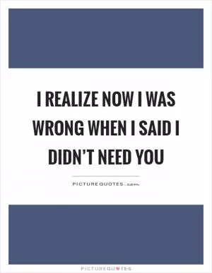 I realize now I was wrong when I said I didn’t need you Picture Quote #1