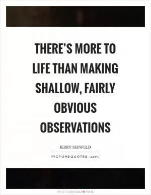 There’s more to life than making shallow, fairly obvious observations Picture Quote #1