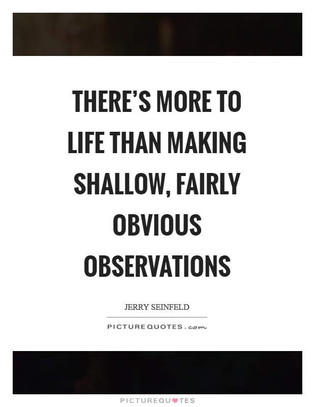 There's more to life than making shallow, fairly obvious observations Picture Quote #1