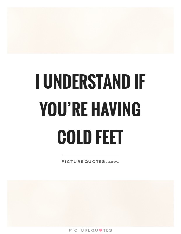 I understand if you're having cold feet Picture Quote #1