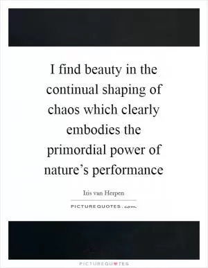 I find beauty in the continual shaping of chaos which clearly embodies the primordial power of nature’s performance Picture Quote #1