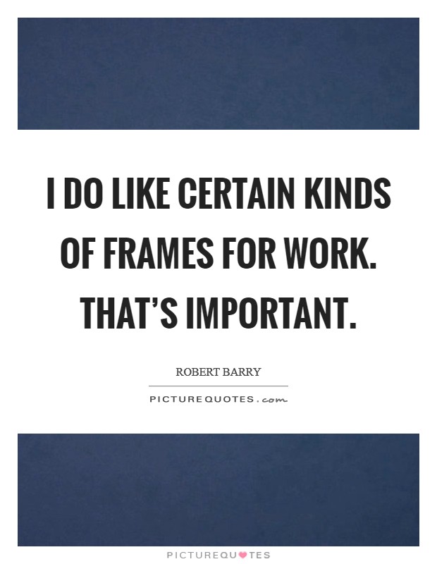 I do like certain kinds of frames for work. That's important Picture Quote #1