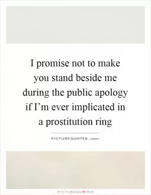 I promise not to make you stand beside me during the public apology if I’m ever implicated in a prostitution ring Picture Quote #1
