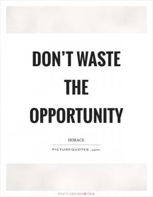 Don’t waste the opportunity Picture Quote #1
