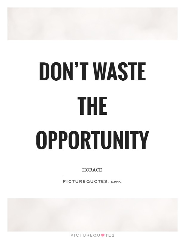 Don't waste the opportunity Picture Quote #1