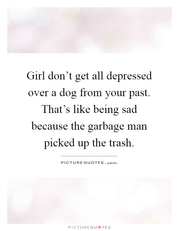 Girl don't get all depressed over a dog from your past. That's like being sad because the garbage man picked up the trash Picture Quote #1