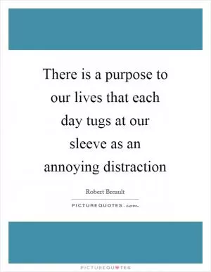 There is a purpose to our lives that each day tugs at our sleeve as an annoying distraction Picture Quote #1